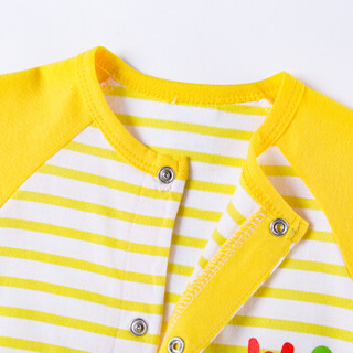 迪士尼（Disney）长袖连体衣男童婴儿连体衣新款纯棉长袖前开扣外出宝宝衣服181L743 黄色 12个月/身高80cm
