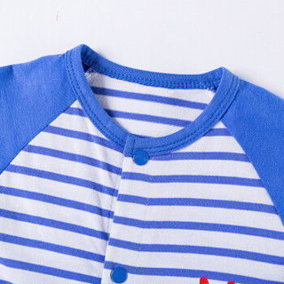 迪士尼（Disney）长袖连体衣男童婴儿连体衣新款纯棉长袖前开扣外出宝宝衣服181L743 宝蓝 12个月/身高80cm