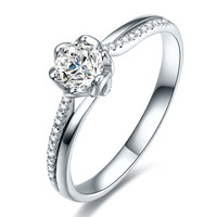 鸣钻国际 悦舞 白18k金钻戒 钻石戒指结婚求婚女戒 情侣对戒女款
