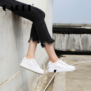 高蒂 休闲内增高小白鞋厚底舒适时尚韩版女学生街拍运动84A188-630 白/黑 37