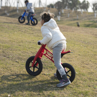 巴布豆（BOBDOG）飞毛腿童车儿童平衡车滑步车玩具车小孩自行车 带手刹 3-6岁 红色 12寸