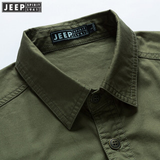 吉普（JEEP）短袖衬衫 男士商务休闲宽松衬衣上衣时尚纯色衬衫男 RSC244 卡其色 2XL