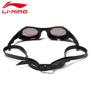 李宁LI-NING 泳镜 日本原装进口镀膜游泳镜 男女炫酷专业竞技游泳眼镜189 黑色