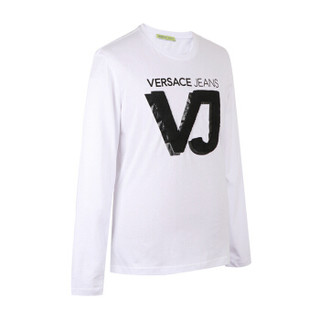 VERSACE JEANS 范思哲 奢侈品 男士白色棉质圆领logo长袖T恤衫 B3GSA72B 36591 003 XL码