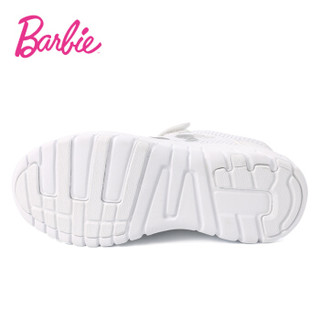芭比 BARBIE 童鞋 秋款透气舒适运动鞋 女童跑步鞋 白色运动鞋 2305 白色 31