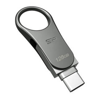 广颖电通（Silicon Power）128GB Type-C USB 3.0 U盘 Mobile C80 双接口设计金属旋转碟 手机电脑两用