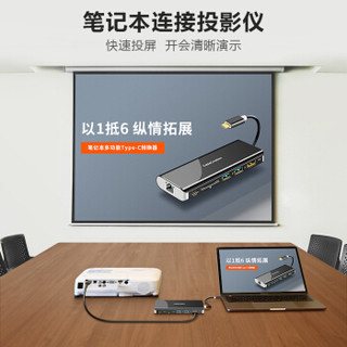 CABLE CREATION Type-C转接头 USB-C转HDMI/网口网卡/PD充电转换器扩展坞HUB3.0 苹果电脑分线器投影仪拓展坞