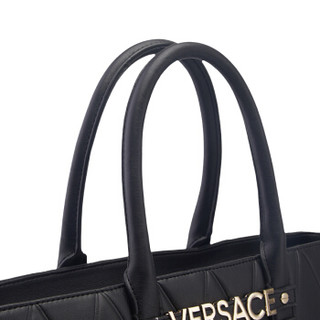 VERSACE 范思哲 黑色聚酯纤维字母图案单肩购物袋E1VSBBL3 70712 899