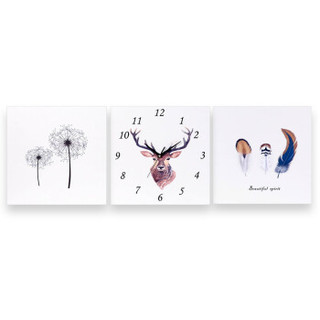 TIMESS 挂钟 客厅装饰画钟表 现代北欧沙发背景墙面三联钟画餐厅挂画挂钟Z2-C(30*30CM）