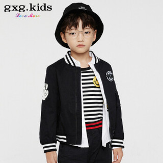 gxg kids童装时尚短款帅气潮流个性休闲男童外套夹克新款春 黑色 120