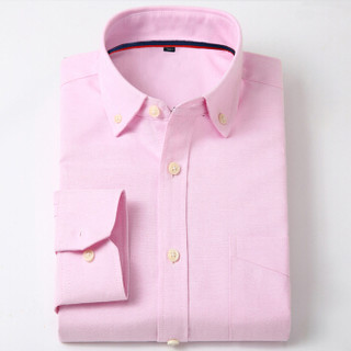 鳄鱼恤（CROCODILE）衬衫 男士商务休闲纯色大码免烫长袖衬衫男 037C021 粉色 39