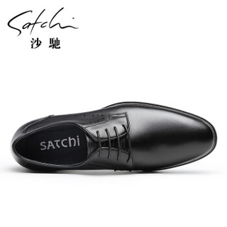 SATCHI 沙驰 黑色男士系带商务正装皮鞋   61841005Z 黑色 41