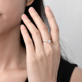 赛菲尔 钻石戒指女款 白18k金六爪克拉显钻女戒 真情誓言钻戒 14号约