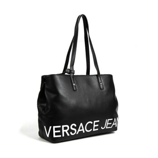 VERSACE 范思哲 黑色聚酯纤维字母图案单肩购物袋E1VSBBB1 70709 899