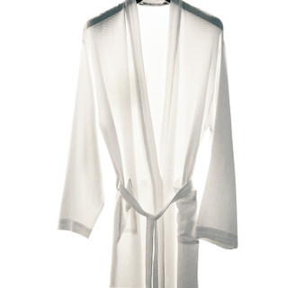 艾米乐（amarelle）浴袍 五星级酒店浴袍 Bl003 纯棉吸水华夫格薄款成人浴袍夏款女 白色 L码