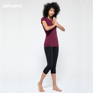 samyama2018新款瑜伽服女夏专业显瘦健身初学者速干跑步运动套装 红黑-黑 l