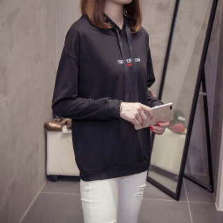 商品joy of joy 京东女装2019年春装新款韩版休闲宽松连帽长袖卫衣潮