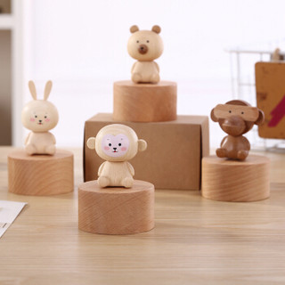 忆音园 创意礼品 玩具八音盒 榉木原木纯手工 萌物创意摆件音乐盒 小熊款