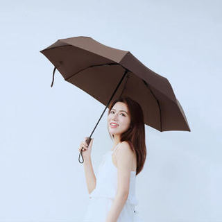 两三点 雨伞晴雨伞遮阳伞三折手开伞国民伞加大加固 小米生态链企业雨伞咖啡色