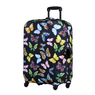 LOQI行李箱保护套 防水防雨防尘耐磨 时尚旅行拉杆箱保护套 艺术系列 蝴蝶黑 S码 适用于19-22英寸行李箱