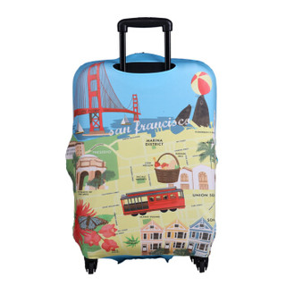 LOQI行李箱保护套 防水防雨防尘耐磨 时尚旅行拉杆箱保护套 艺术系列 旧金山 L码 适用于27-30英寸行李箱
