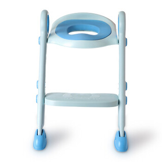 世纪宝贝（babyhood）儿童马桶圈带梯坐便器 PU坐垫 男女通用 蓝色 BH-122