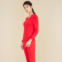 YOUR SUN 宜而爽 纯棉女士秋衣秋裤套装基础款保暖内衣圆领大码精梳棉衬衣 1300013126(G17/57N) CR62新年红 M/160