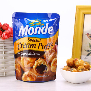 菲律宾进口 摩德（MONDE）榛子奶油巧克力味圣诞泡芙球糕点25g*5连包 零食点心