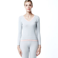 VKWEIKU 秋衣秋裤 男薄款女士线衣线裤 男士保暖内衣套装 情侣款 基础打底棉毛衫棉毛裤 BG040 女款浅灰 L