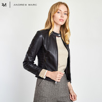 ANDREWMARC18冬季新品女士短款修身纯色绵羊皮真皮皮衣外套夹克