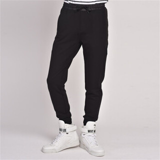 鸭鸭（YAYA）休闲裤新款时尚韩版运动风腰头拼接休闲针织裤男百搭 黑色 XL