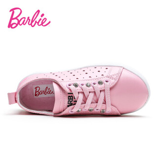 芭比 BARBIE 童鞋 女童运动鞋 小白鞋 镂空公主鞋 儿童运动鞋 2028 粉色 35