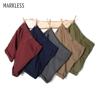 Markless 休闲裤男青年修身五分裤薄款休闲短裤DKA5917M2枣红色180/XL（2.64尺）