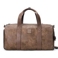 DiDe 迪德 旅行包男女多功能复古旅行袋大容量行李包手提健身包 DQ859 棕色