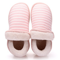 InteRight 北欧长毛绒系列 舒适保暖包根棉拖鞋女款 粉色 39-40 IN1830