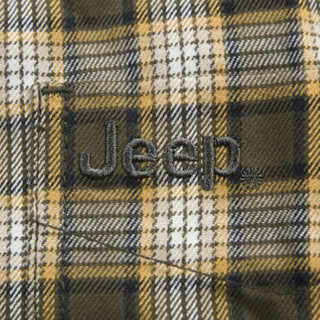 JEEP/吉普 2018秋冬新品合身版衬衣男 纯棉单袋色织法兰绒长袖格子衬衫男JW15WH036 绿色N7 44(185/100B)XXXL