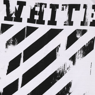 OFF WHITE 男士白色配黑色纹路棉质短袖T恤 OMAA002S160010070188