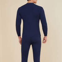 YOUR SUN 宜而爽 保暖内衣男士中半高领薄款秋衣秋裤打底保暖内衣套装 CN57深藏青 XL/175