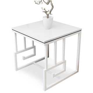 帅力 边桌边几 新中式小方桌正方形钢木茶几 白色SL8106C