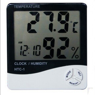 秉优 温度计 湿度计 时钟 闹钟 大屏幕电子温湿度计 数字数显温度表办公家用室内外测温计