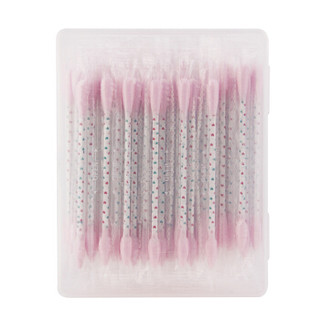优家（UPLUS）粉色圆头尖头彩纸轴多功能化妆清洁双头棉签100支单支独立包装（盒装 耳鼻清洁棉棒）