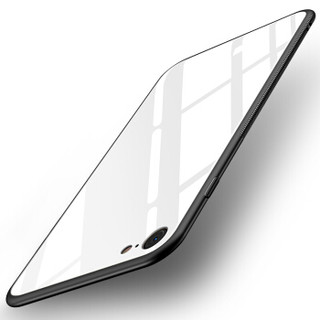 梵帝西诺 苹果7/8手机壳 送钢化膜 全包防摔 iPhone8/7手机壳新款苹果玻璃壳 玻璃后盖+硅胶软边 黑色