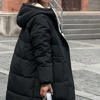 LAXJOY 朗悦 新款韩版中长款女羽绒棉服女学生加厚棉袄连帽棉衣双面穿外套 LWMF188535