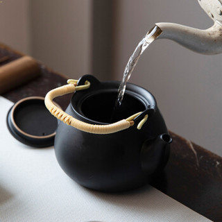 乐享 黑陶瓷茶具套装家用简约日用茶杯茶壶茶具礼盒 一壶六杯