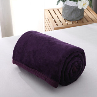 迎馨家纺 云貂绒休闲毯 加厚珊瑚绒毯子午睡空调毯四季毯法兰绒盖毯毛巾被 紫色 130*150cm
