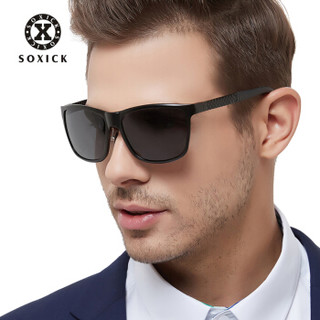 索西克SOXICK 太阳镜男女通用偏光驾驶镜开车眼镜墨镜男自营8637 黑色