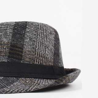 GLO-STORY礼帽男 中年男士绅士帽韩版英伦复古毛呢帽子MMZ834018 黑色