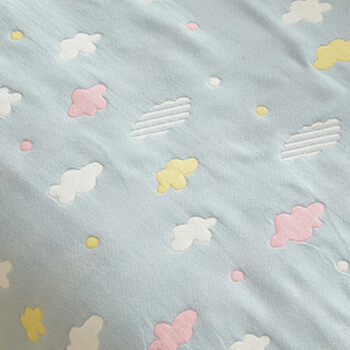 恒源祥 纯棉六层纱布毛巾被 四季通用单双人儿童午睡毯子毛毯被 床上用品 彩云蓝150×200cm