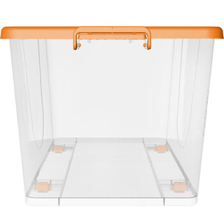 清野の木 高透塑料收纳箱 76L三个装特大号橙色 透明加厚衣物整理箱玩具储物箱