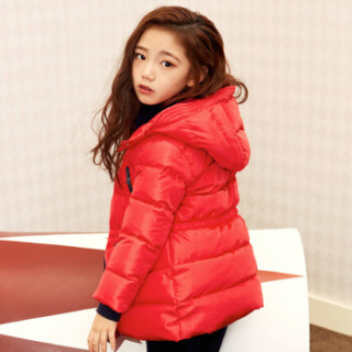 商品gxg kids童装冬季加厚女童冬装连帽红色羽绒服外套b6411369 红色